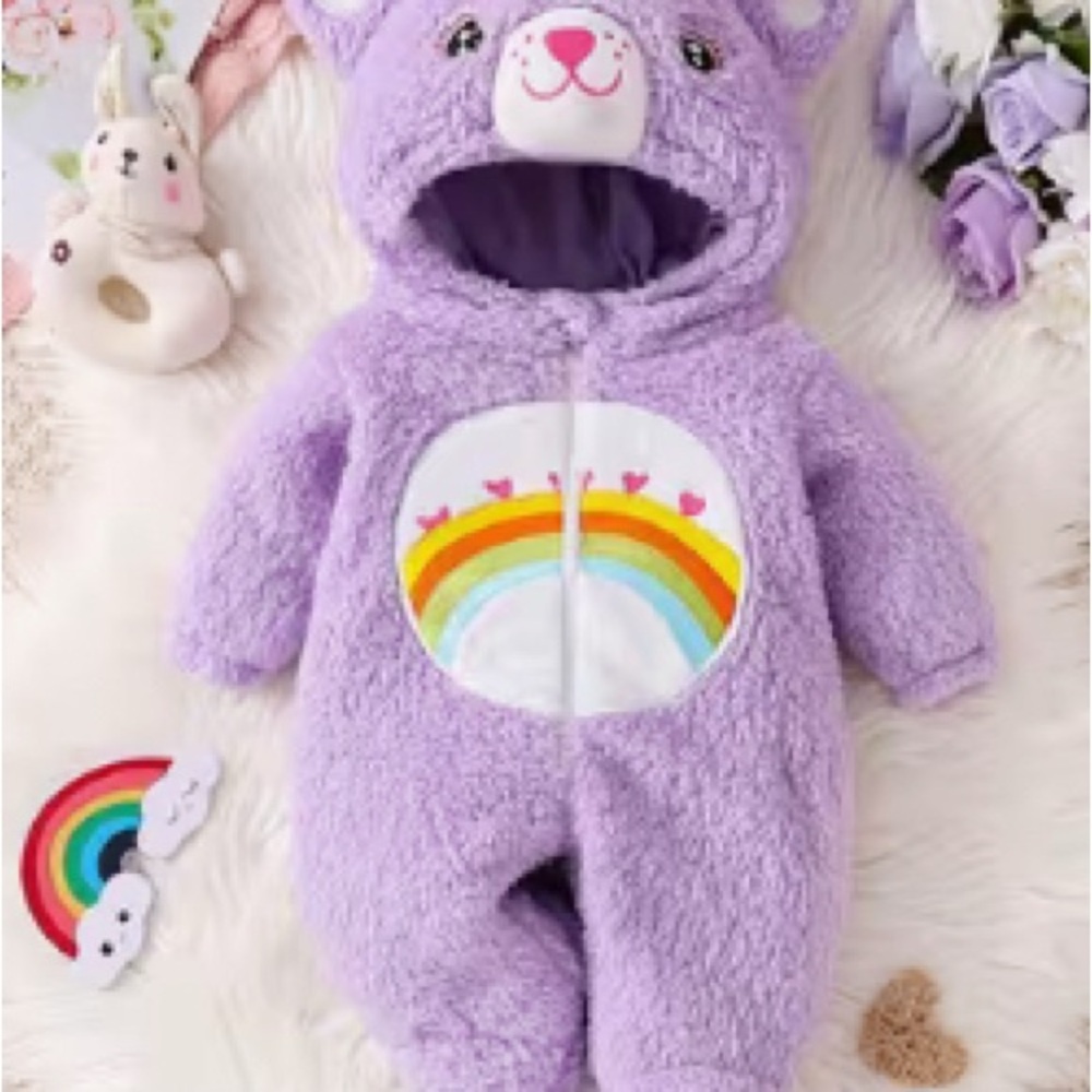 2 Purple Fleece Baby One Piece